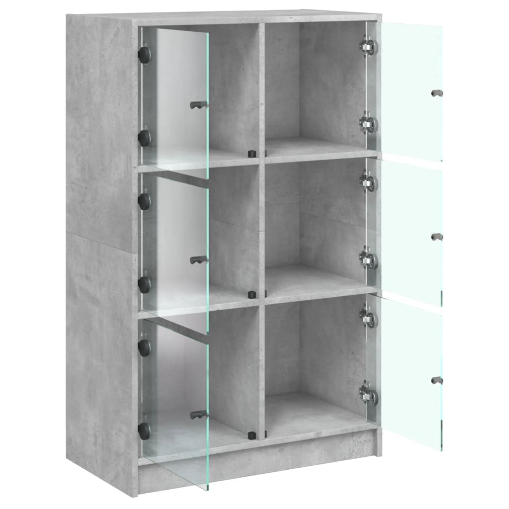 Hoge kast met deuren 68x37x109 cm bewerkt hout betongrijs is nu te koop bij PeponiXL, paradijselijk wonen!