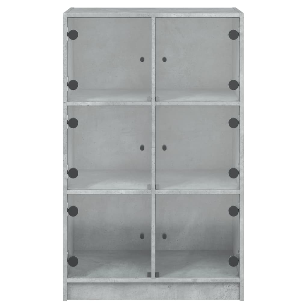 Hoge kast met deuren 68x37x109 cm bewerkt hout betongrijs is nu te koop bij PeponiXL, paradijselijk wonen!