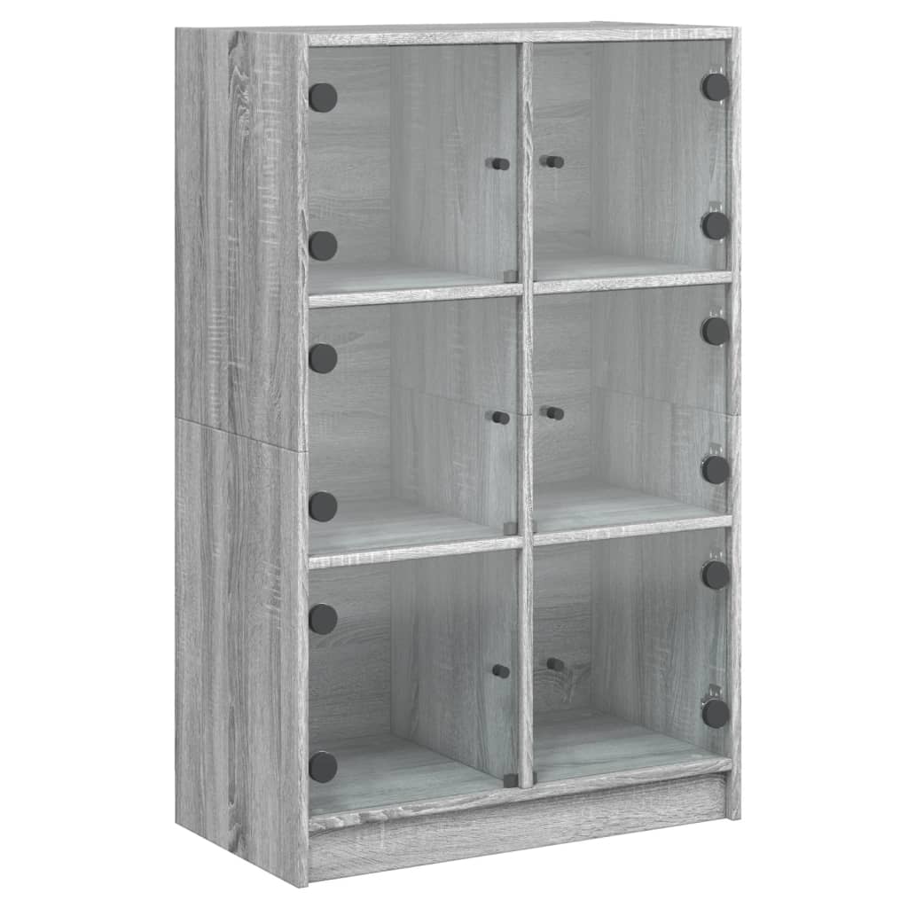 Hoge kast met deuren 68x37x109 cm bewerkt hout grijs sonoma is nu te koop bij PeponiXL, paradijselijk wonen!