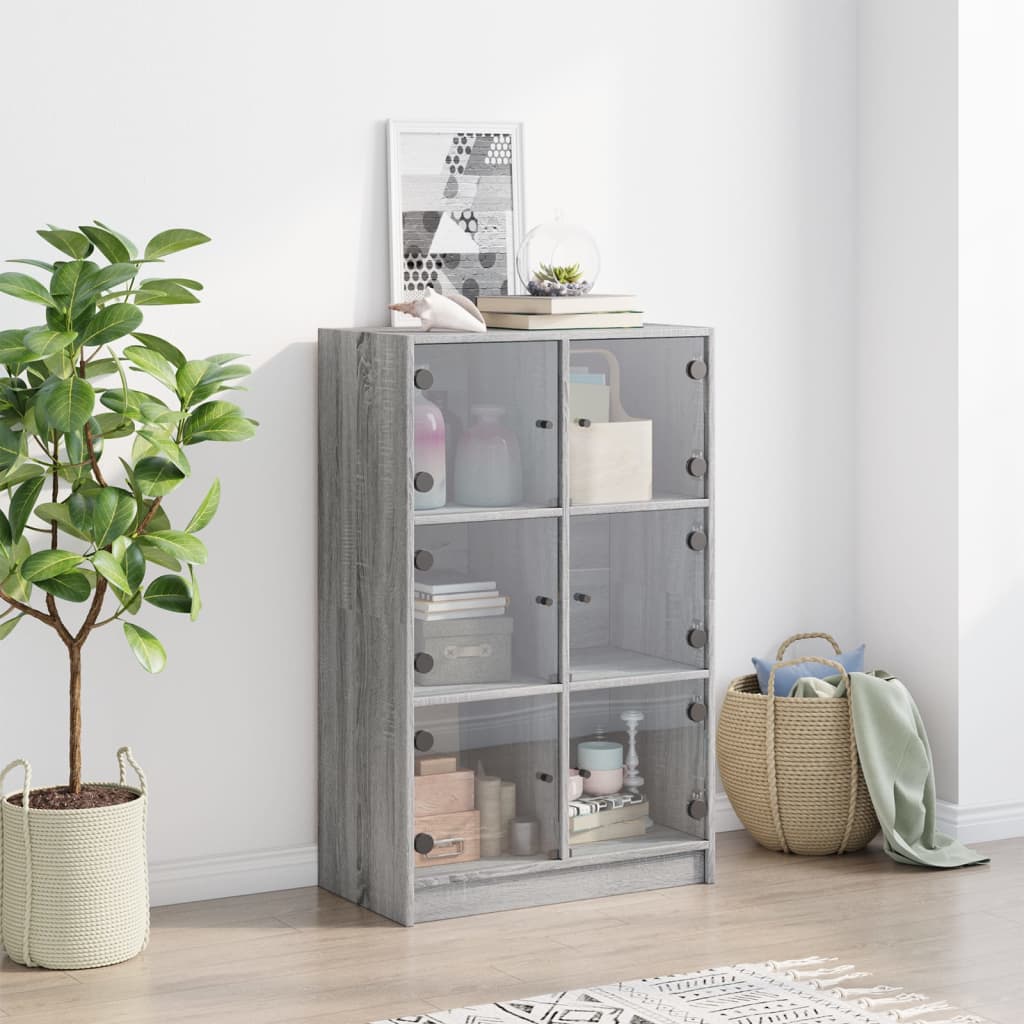 Hoge kast met deuren 68x37x109 cm bewerkt hout grijs sonoma is nu te koop bij PeponiXL, paradijselijk wonen!