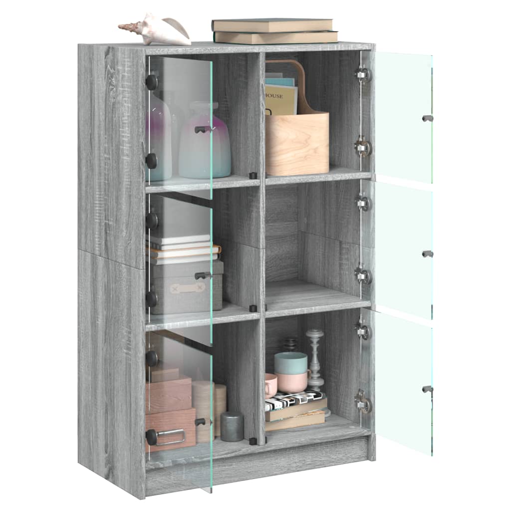 Hoge kast met deuren 68x37x109 cm bewerkt hout grijs sonoma is nu te koop bij PeponiXL, paradijselijk wonen!