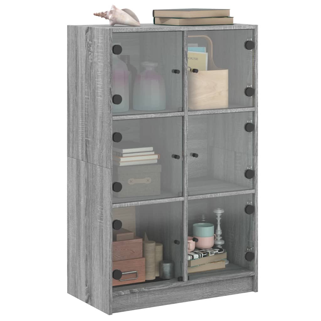 Hoge kast met deuren 68x37x109 cm bewerkt hout grijs sonoma is nu te koop bij PeponiXL, paradijselijk wonen!