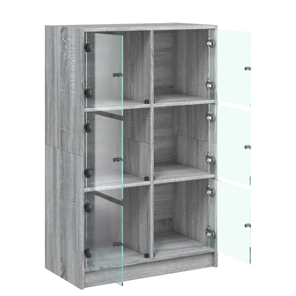 Hoge kast met deuren 68x37x109 cm bewerkt hout grijs sonoma is nu te koop bij PeponiXL, paradijselijk wonen!
