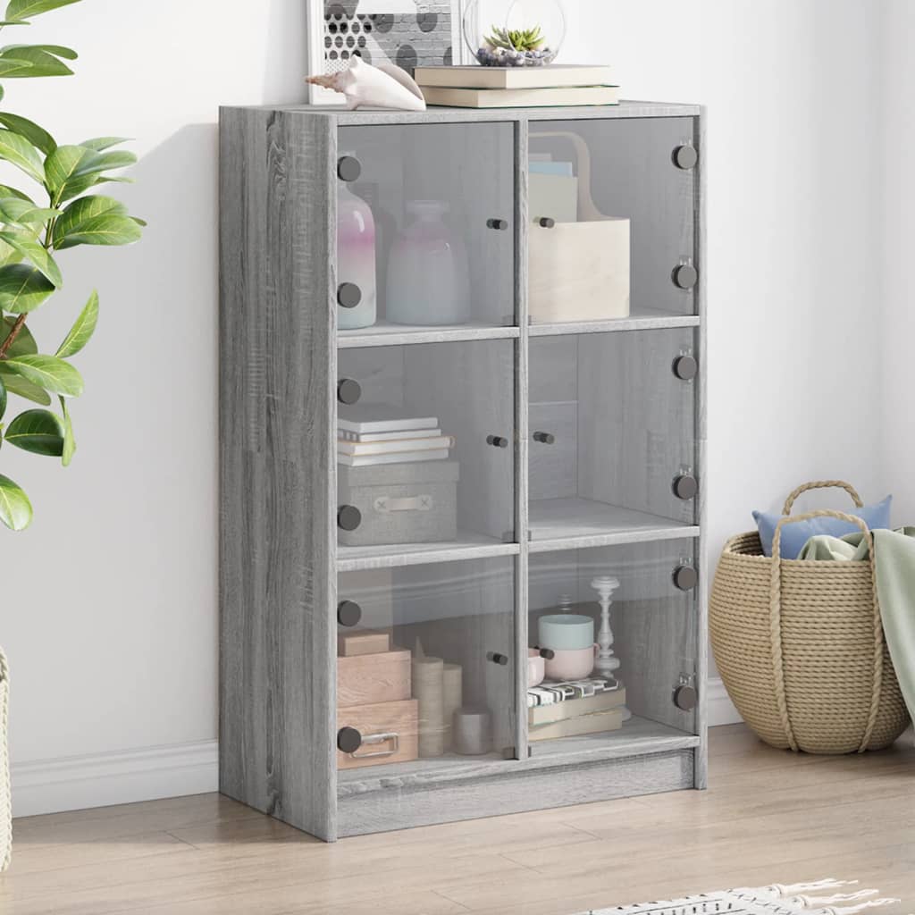 Hoge kast met deuren 68x37x109 cm bewerkt hout grijs sonoma is nu te koop bij PeponiXL, paradijselijk wonen!