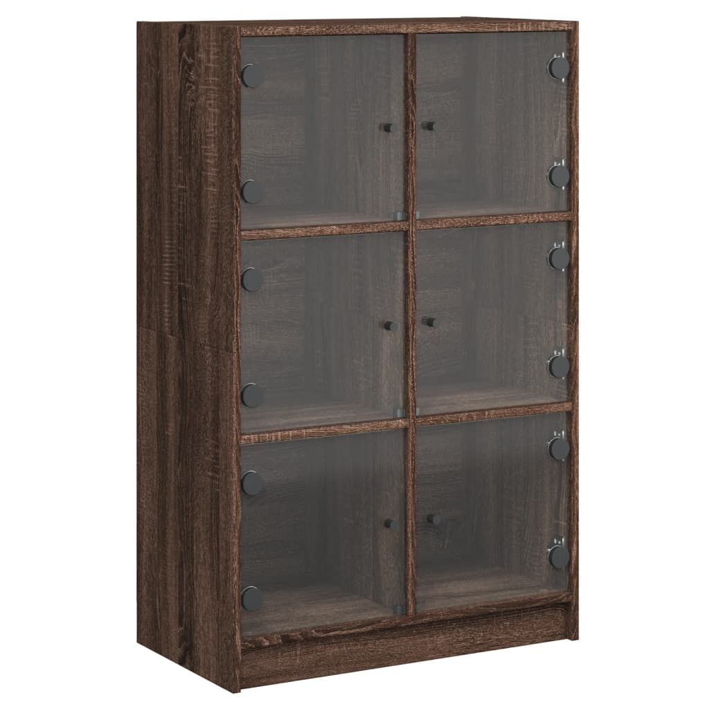 Hoge kast met deuren 68x37x109 cm bewerkt hout bruin eikenkleur is nu te koop bij PeponiXL, paradijselijk wonen!