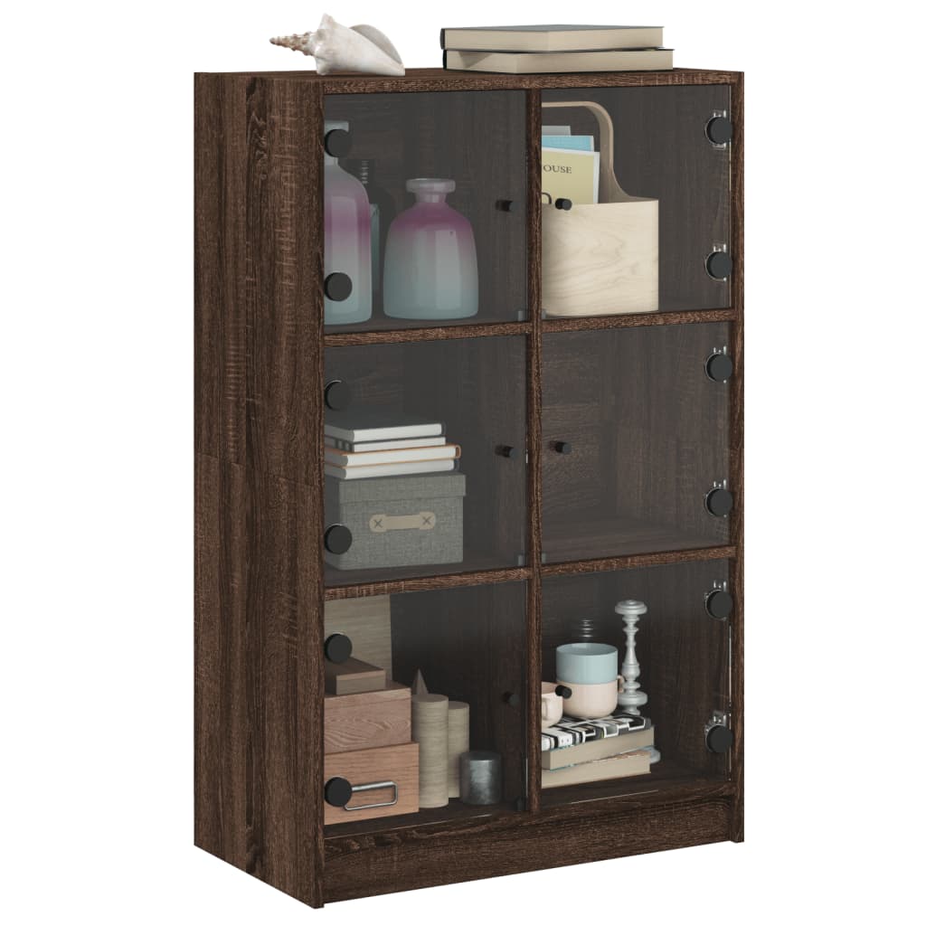 Hoge kast met deuren 68x37x109 cm bewerkt hout bruin eikenkleur is nu te koop bij PeponiXL, paradijselijk wonen!