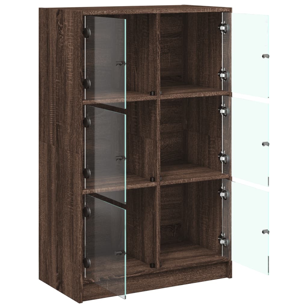 Hoge kast met deuren 68x37x109 cm bewerkt hout bruin eikenkleur is nu te koop bij PeponiXL, paradijselijk wonen!