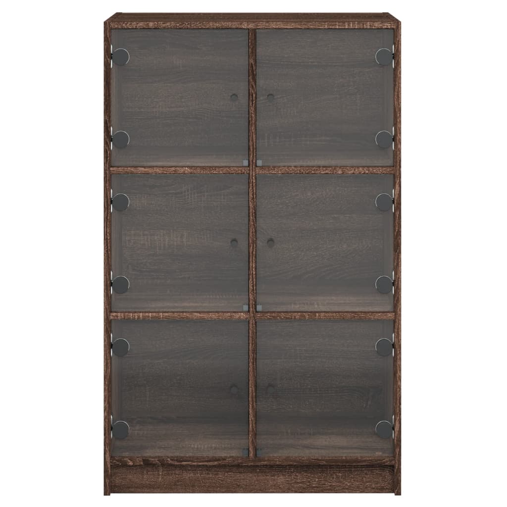 Hoge kast met deuren 68x37x109 cm bewerkt hout bruin eikenkleur is nu te koop bij PeponiXL, paradijselijk wonen!