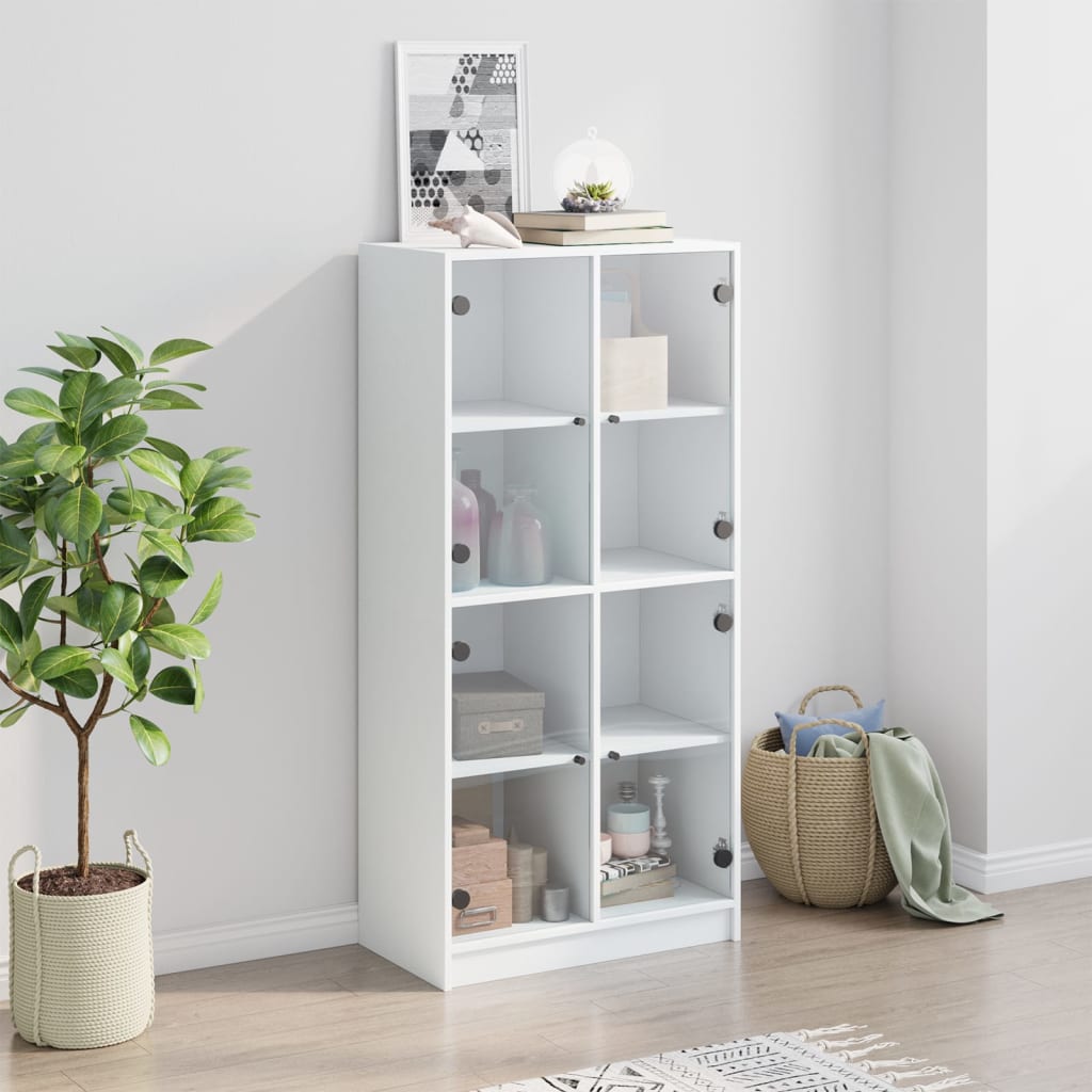 Hoge kast met deuren 68x37x142 cm bewerkt hout wit is nu te koop bij PeponiXL, paradijselijk wonen!