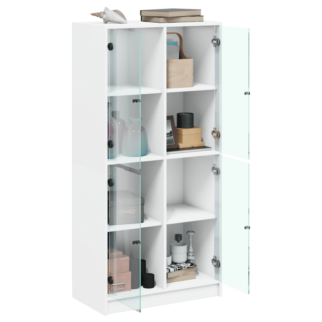 Hoge kast met deuren 68x37x142 cm bewerkt hout wit is nu te koop bij PeponiXL, paradijselijk wonen!
