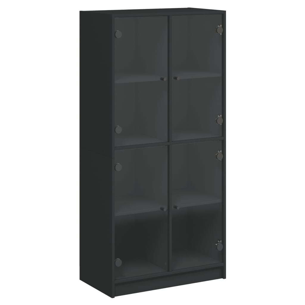 Hoge kast met deuren 68x37x142 cm bewerkt hout zwart is nu te koop bij PeponiXL, paradijselijk wonen!