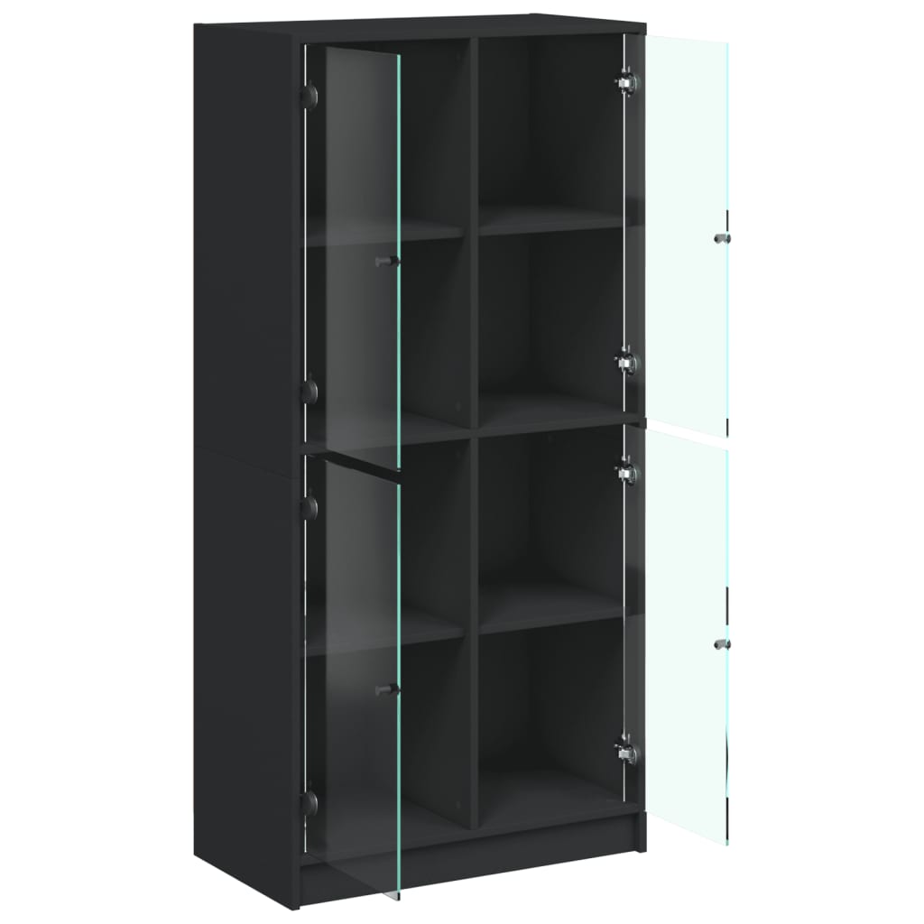 Hoge kast met deuren 68x37x142 cm bewerkt hout zwart is nu te koop bij PeponiXL, paradijselijk wonen!