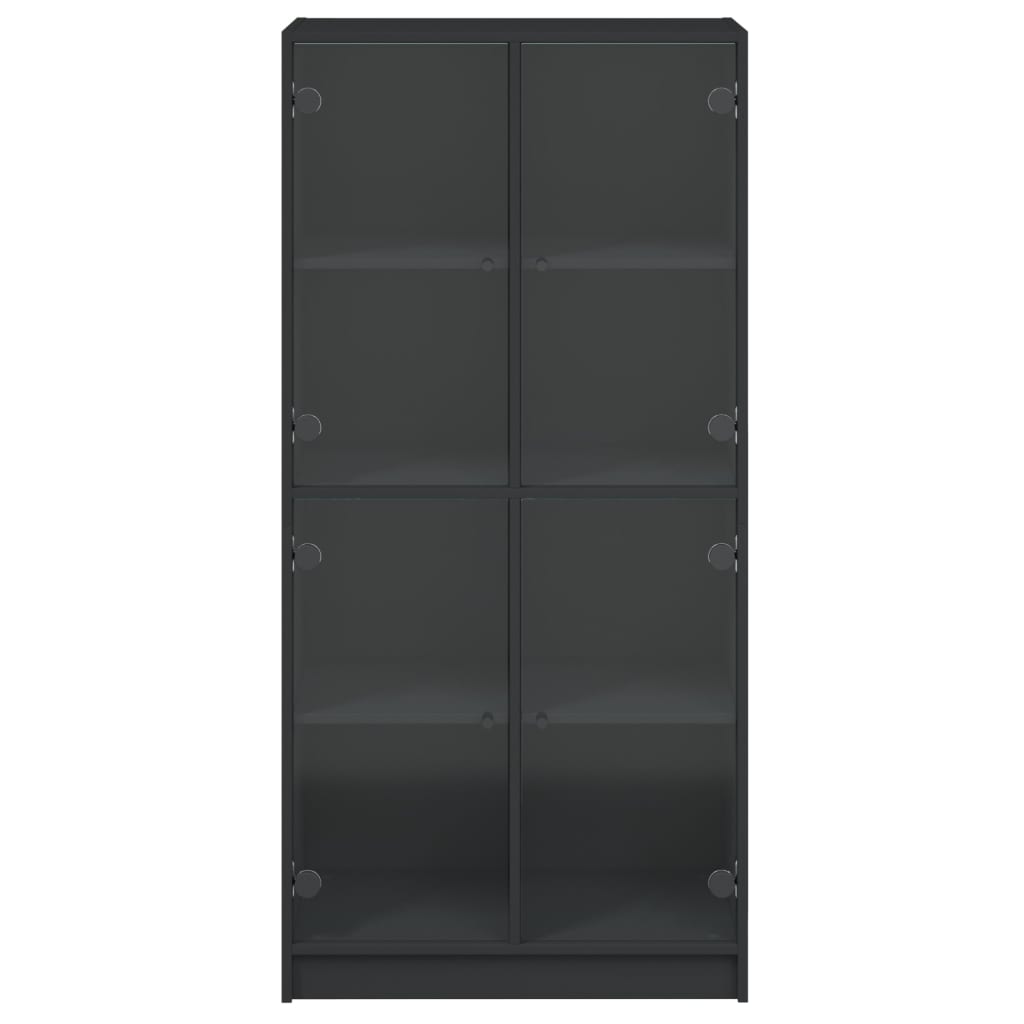 Hoge kast met deuren 68x37x142 cm bewerkt hout zwart is nu te koop bij PeponiXL, paradijselijk wonen!