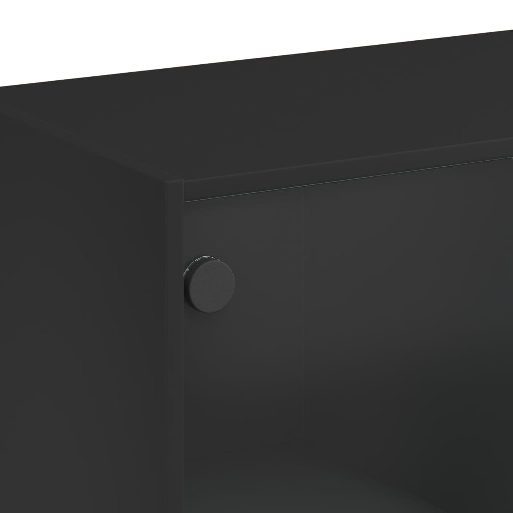 Hoge kast met deuren 68x37x142 cm bewerkt hout zwart is nu te koop bij PeponiXL, paradijselijk wonen!
