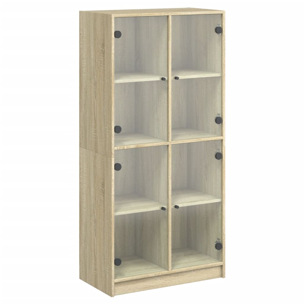 Hoge kast met deuren 68x37x142 cm bewerkt hout sonoma eiken is nu te koop bij PeponiXL, paradijselijk wonen!
