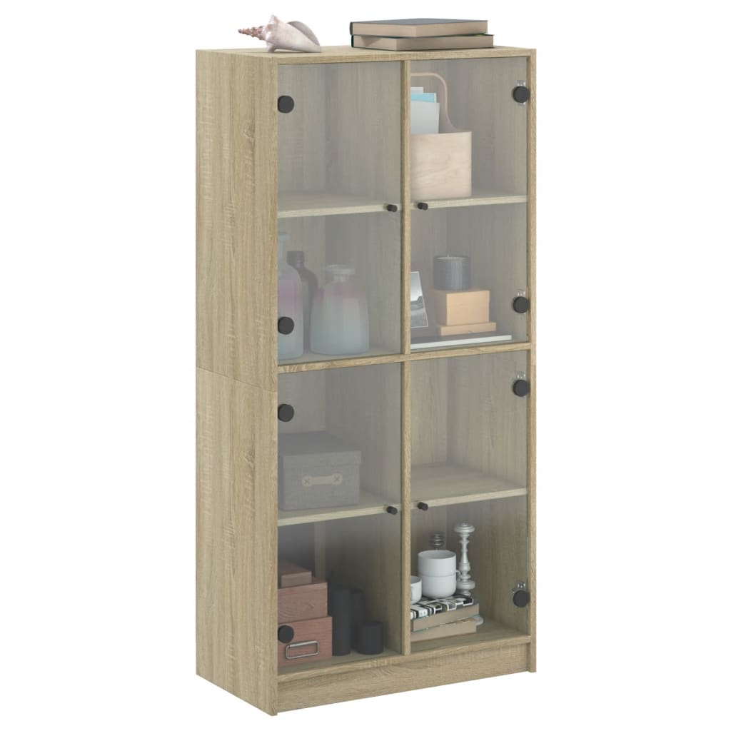 Hoge kast met deuren 68x37x142 cm bewerkt hout sonoma eiken is nu te koop bij PeponiXL, paradijselijk wonen!