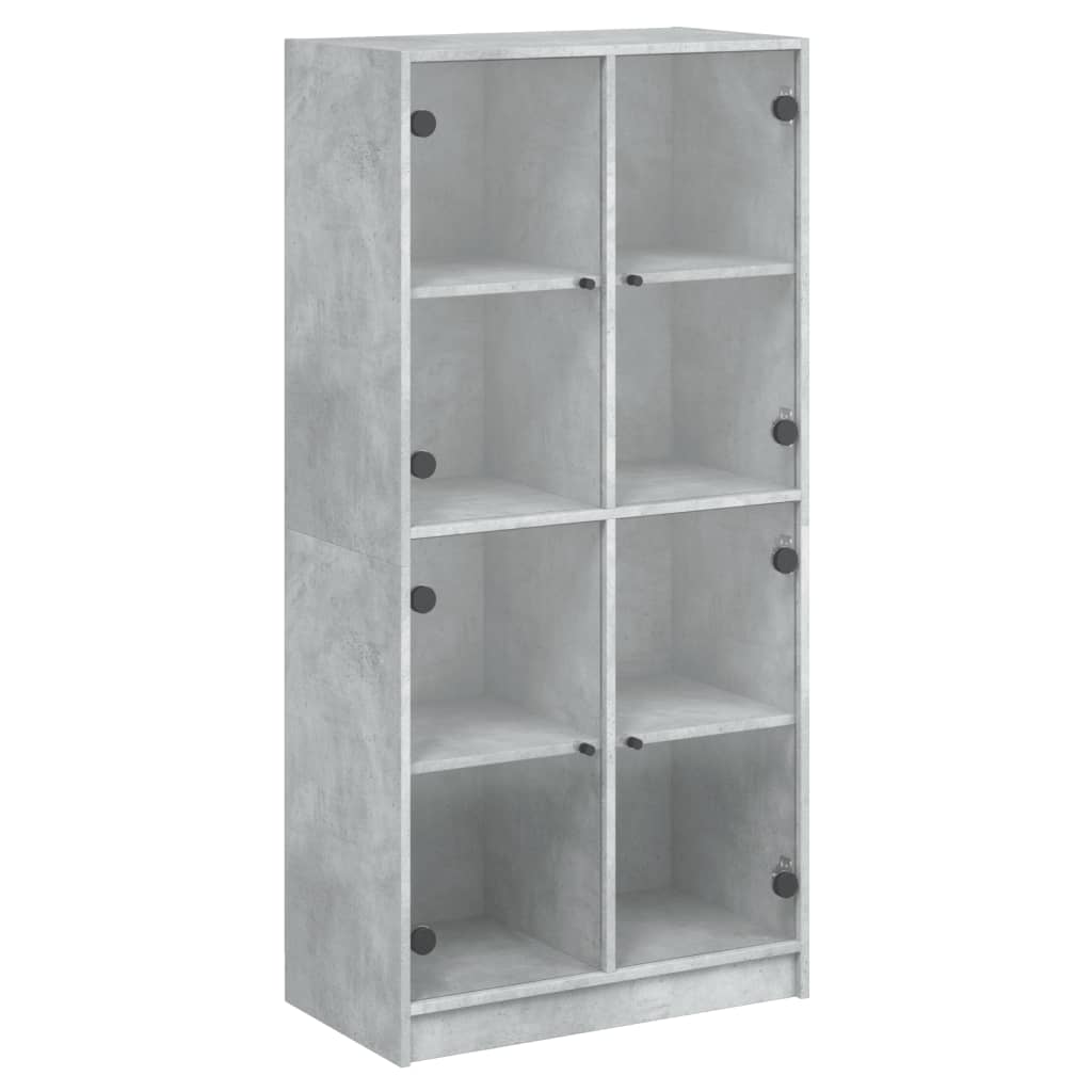 Hoge kast met deuren 68x37x142 cm bewerkt hout betongrijs is nu te koop bij PeponiXL, paradijselijk wonen!