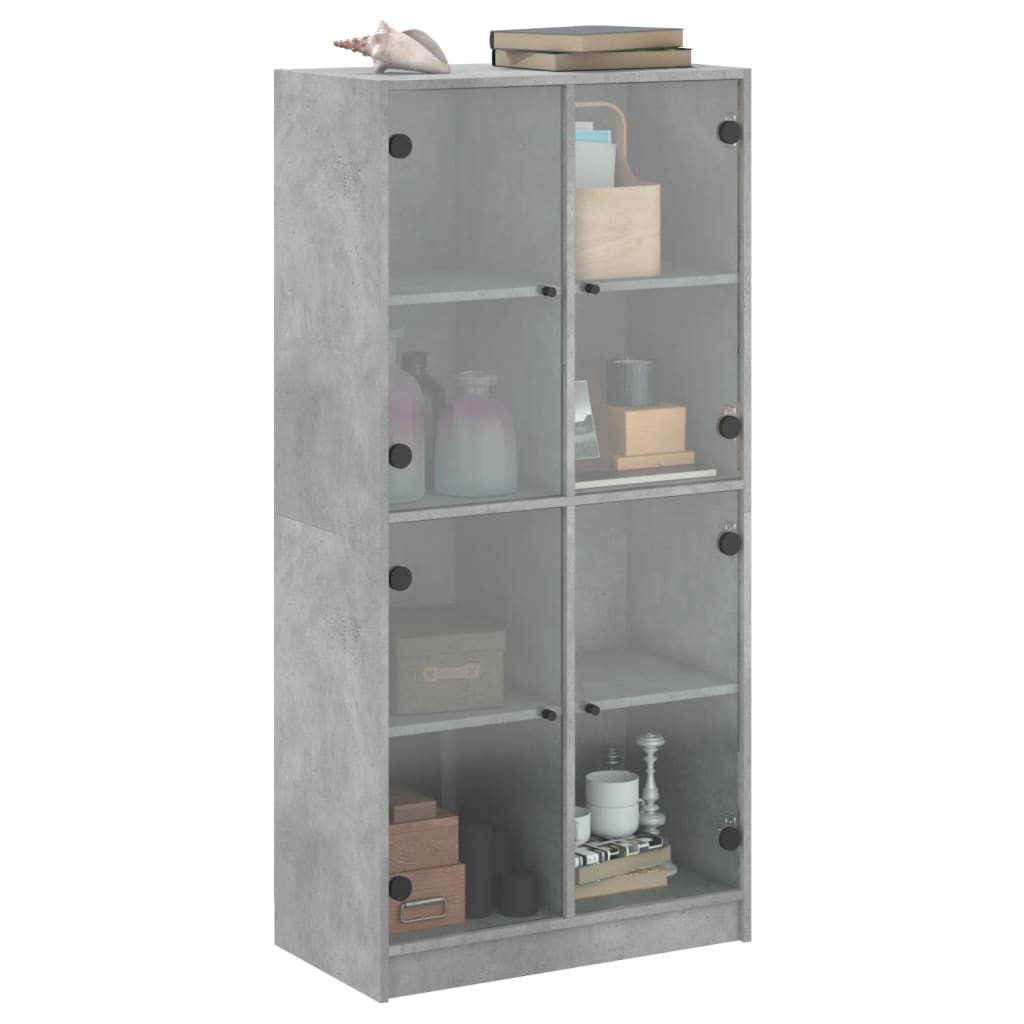 Hoge kast met deuren 68x37x142 cm bewerkt hout betongrijs is nu te koop bij PeponiXL, paradijselijk wonen!