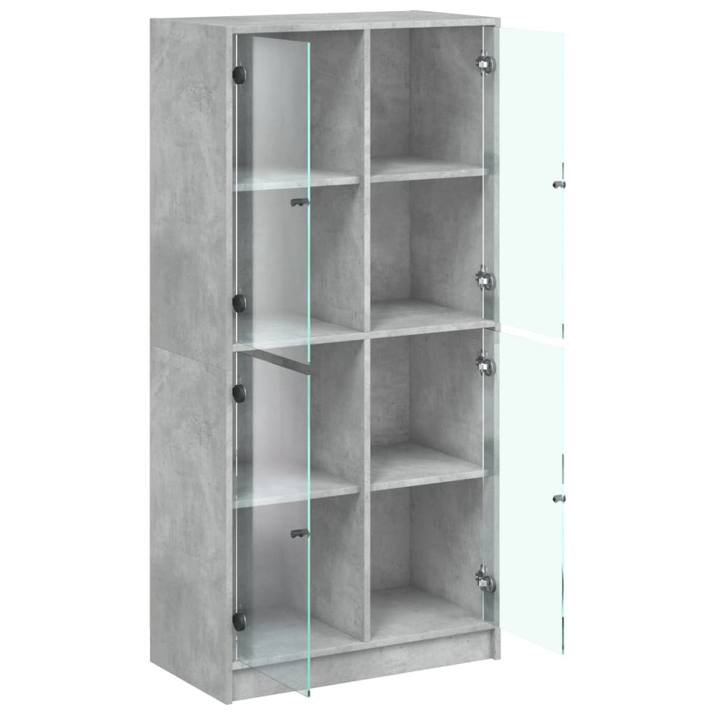 Hoge kast met deuren 68x37x142 cm bewerkt hout betongrijs is nu te koop bij PeponiXL, paradijselijk wonen!