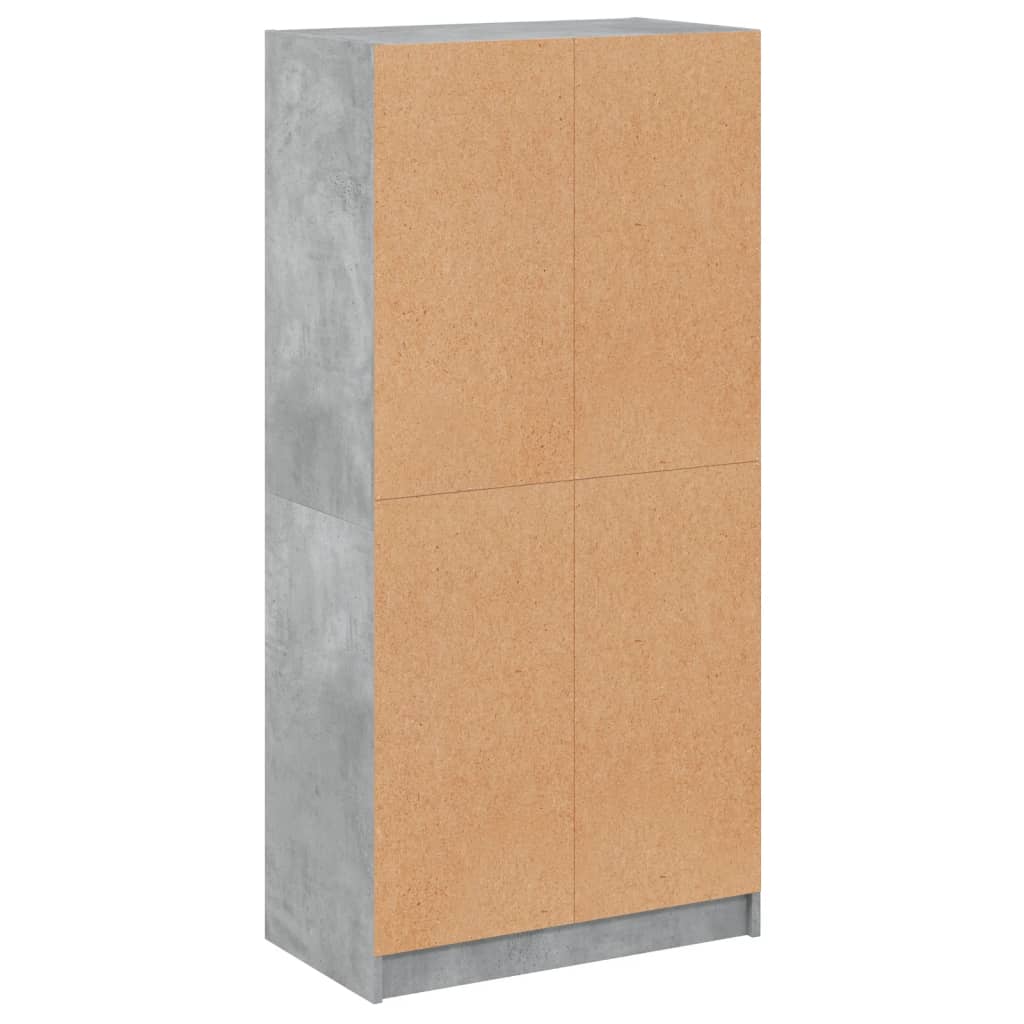 Hoge kast met deuren 68x37x142 cm bewerkt hout betongrijs is nu te koop bij PeponiXL, paradijselijk wonen!