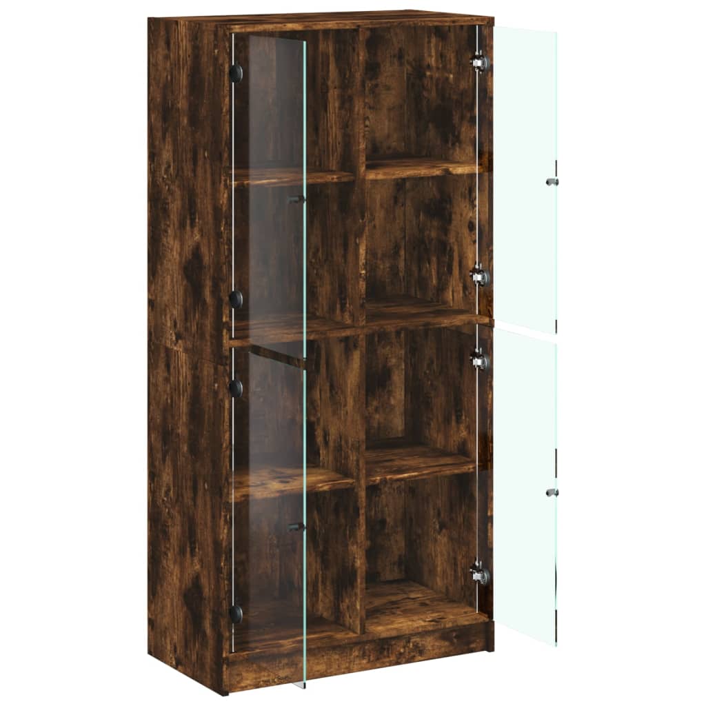 Hoge kast met deuren 68x37x142 cm bewerkt hout gerookt eiken is nu te koop bij PeponiXL, paradijselijk wonen!