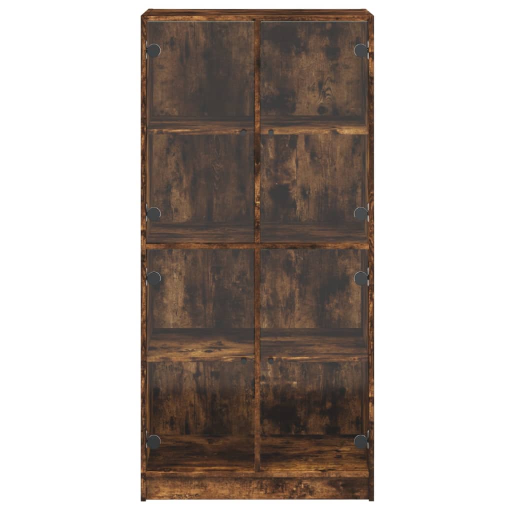Hoge kast met deuren 68x37x142 cm bewerkt hout gerookt eiken is nu te koop bij PeponiXL, paradijselijk wonen!
