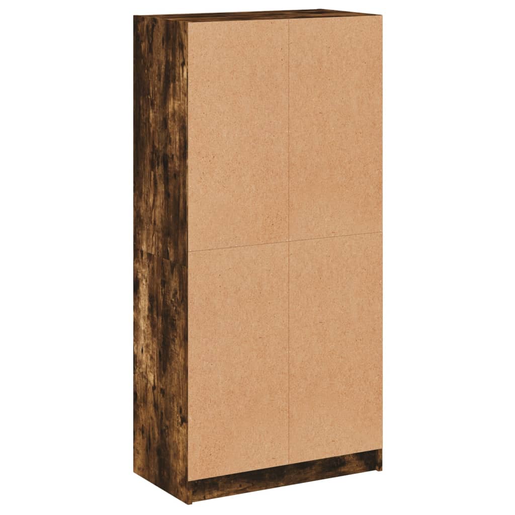 Hoge kast met deuren 68x37x142 cm bewerkt hout gerookt eiken is nu te koop bij PeponiXL, paradijselijk wonen!