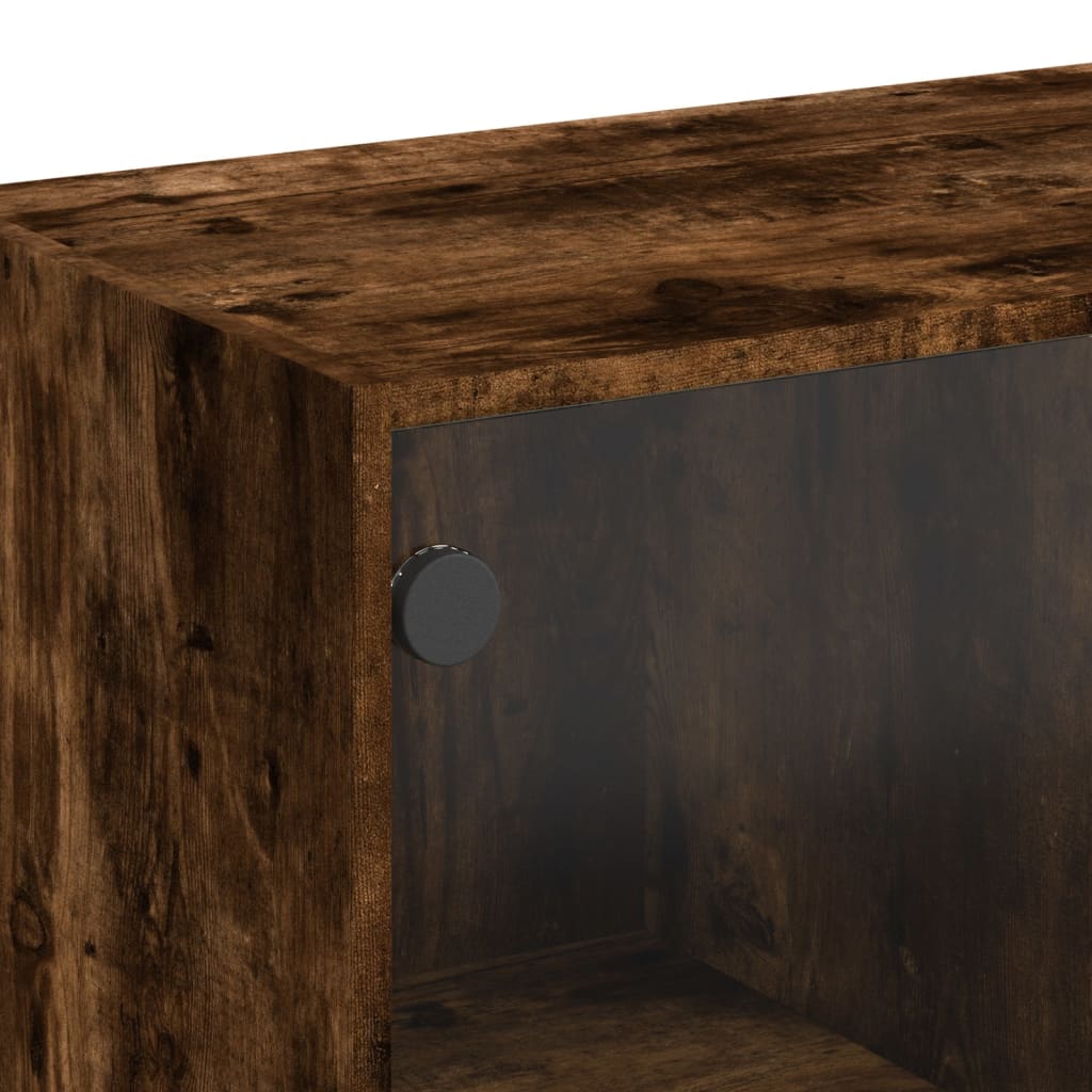 Hoge kast met deuren 68x37x142 cm bewerkt hout gerookt eiken is nu te koop bij PeponiXL, paradijselijk wonen!