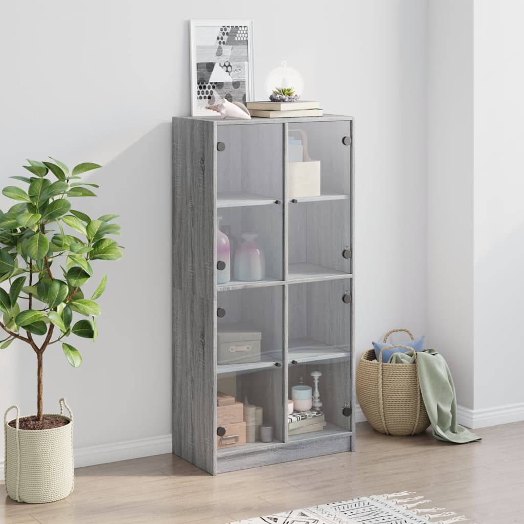 Hoge kast met deuren 68x37x142 cm bewerkt hout grijs sonoma is nu te koop bij PeponiXL, paradijselijk wonen!