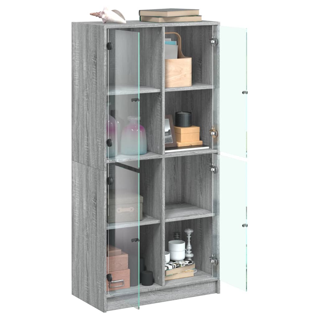 Hoge kast met deuren 68x37x142 cm bewerkt hout grijs sonoma is nu te koop bij PeponiXL, paradijselijk wonen!
