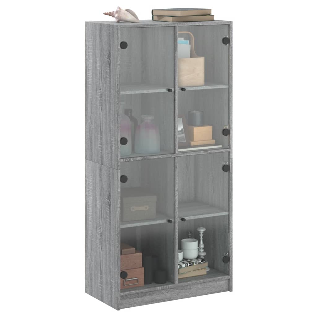 Hoge kast met deuren 68x37x142 cm bewerkt hout grijs sonoma is nu te koop bij PeponiXL, paradijselijk wonen!