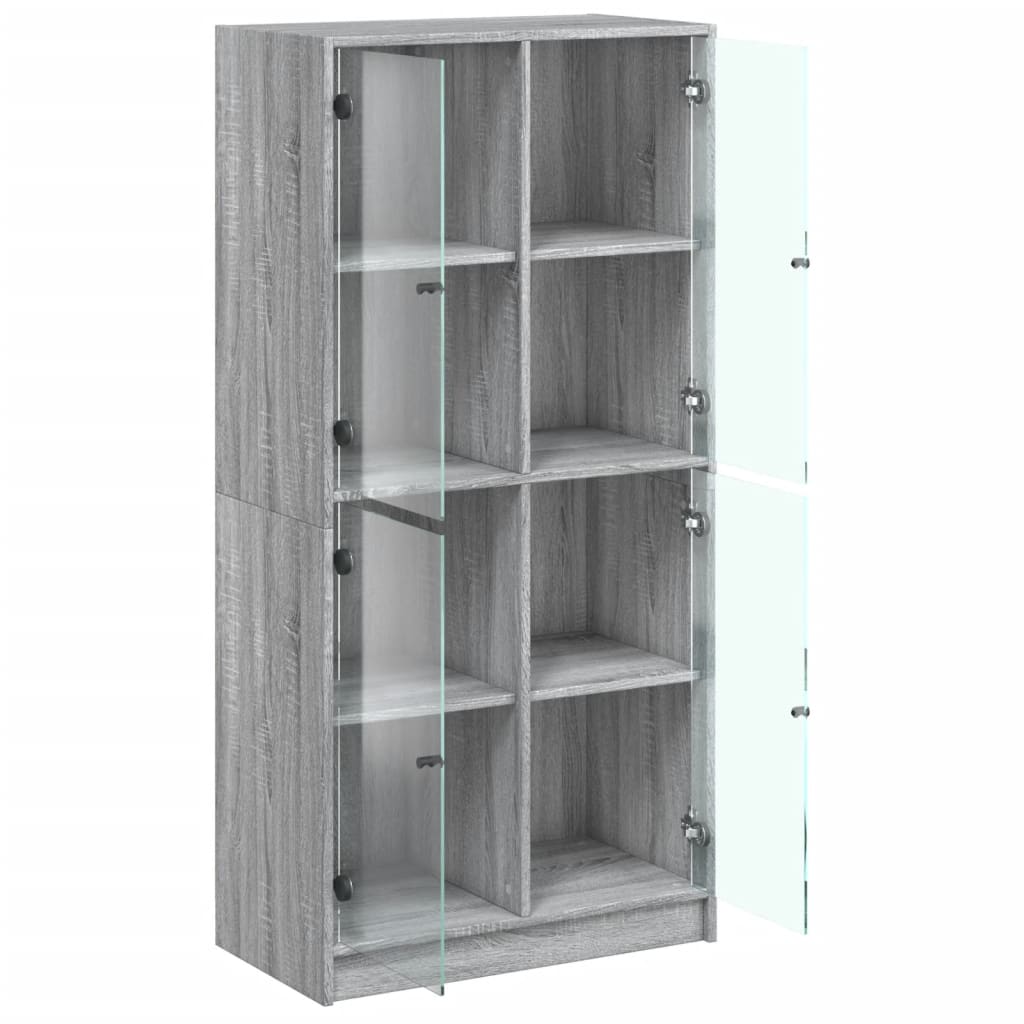 Hoge kast met deuren 68x37x142 cm bewerkt hout grijs sonoma is nu te koop bij PeponiXL, paradijselijk wonen!