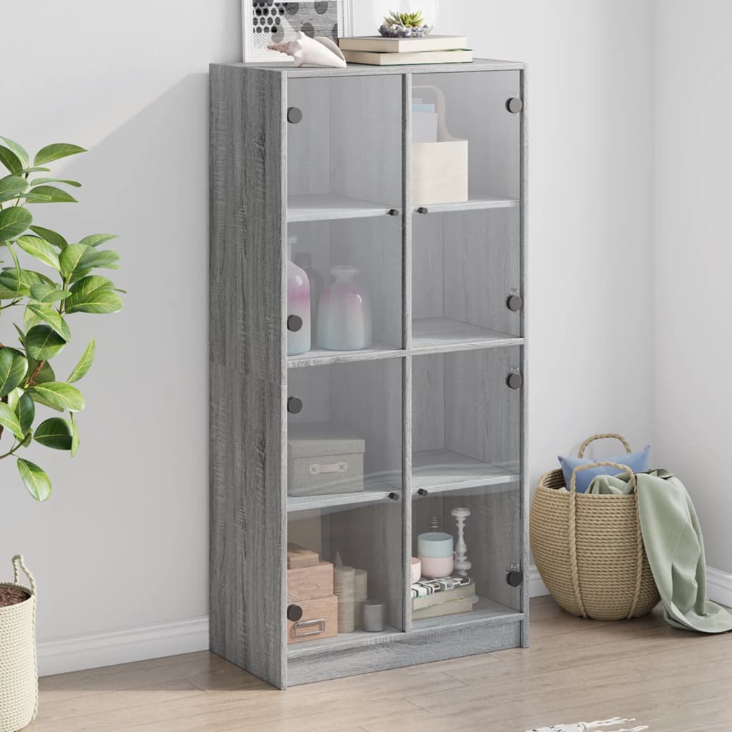Hoge kast met deuren 68x37x142 cm bewerkt hout grijs sonoma is nu te koop bij PeponiXL, paradijselijk wonen!