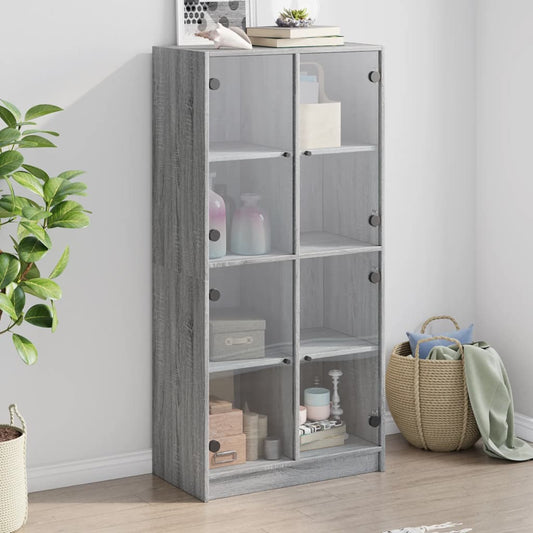 Hoge kast met deuren 68x37x142 cm bewerkt hout grijs sonoma is nu te koop bij PeponiXL, paradijselijk wonen!
