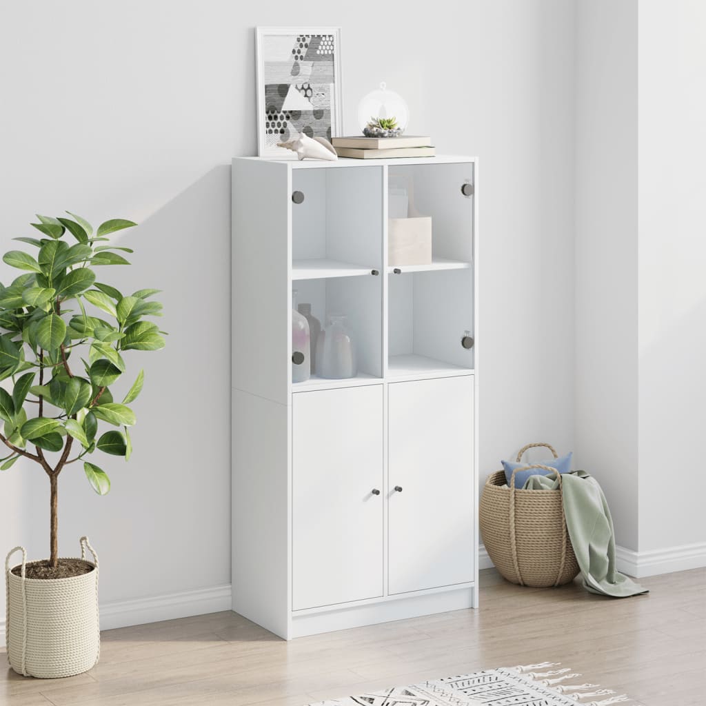 Hoge kast met deuren 68x37x142 cm bewerkt hout wit is nu te koop bij PeponiXL, paradijselijk wonen!