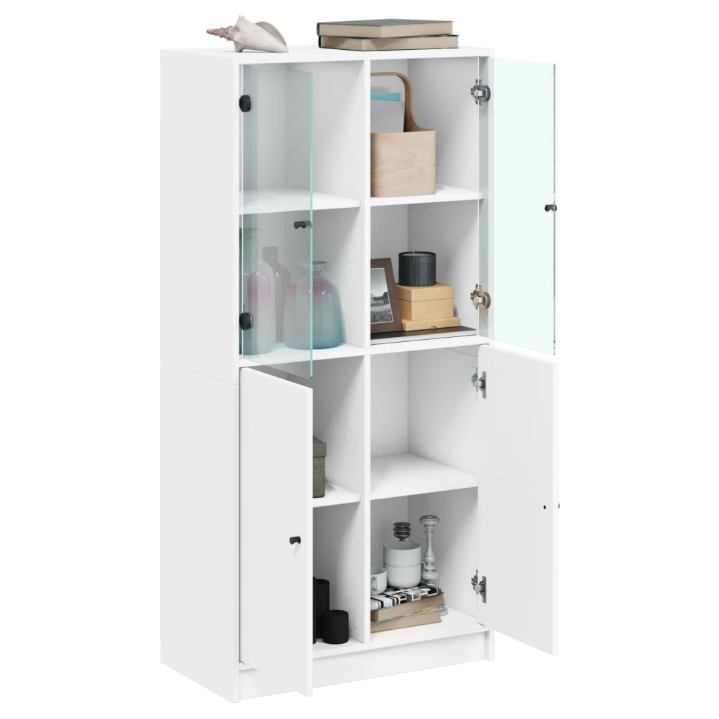 Hoge kast met deuren 68x37x142 cm bewerkt hout wit is nu te koop bij PeponiXL, paradijselijk wonen!