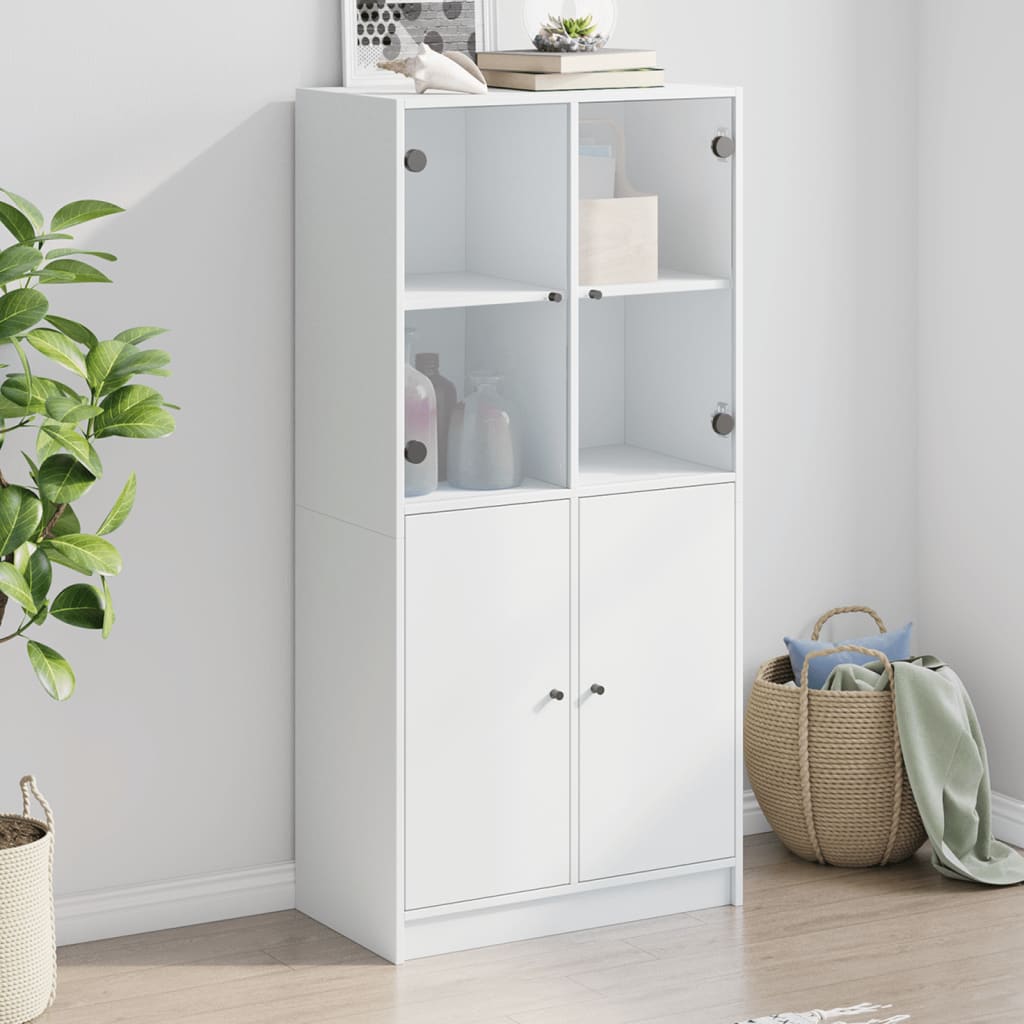 Hoge kast met deuren 68x37x142 cm bewerkt hout wit is nu te koop bij PeponiXL, paradijselijk wonen!