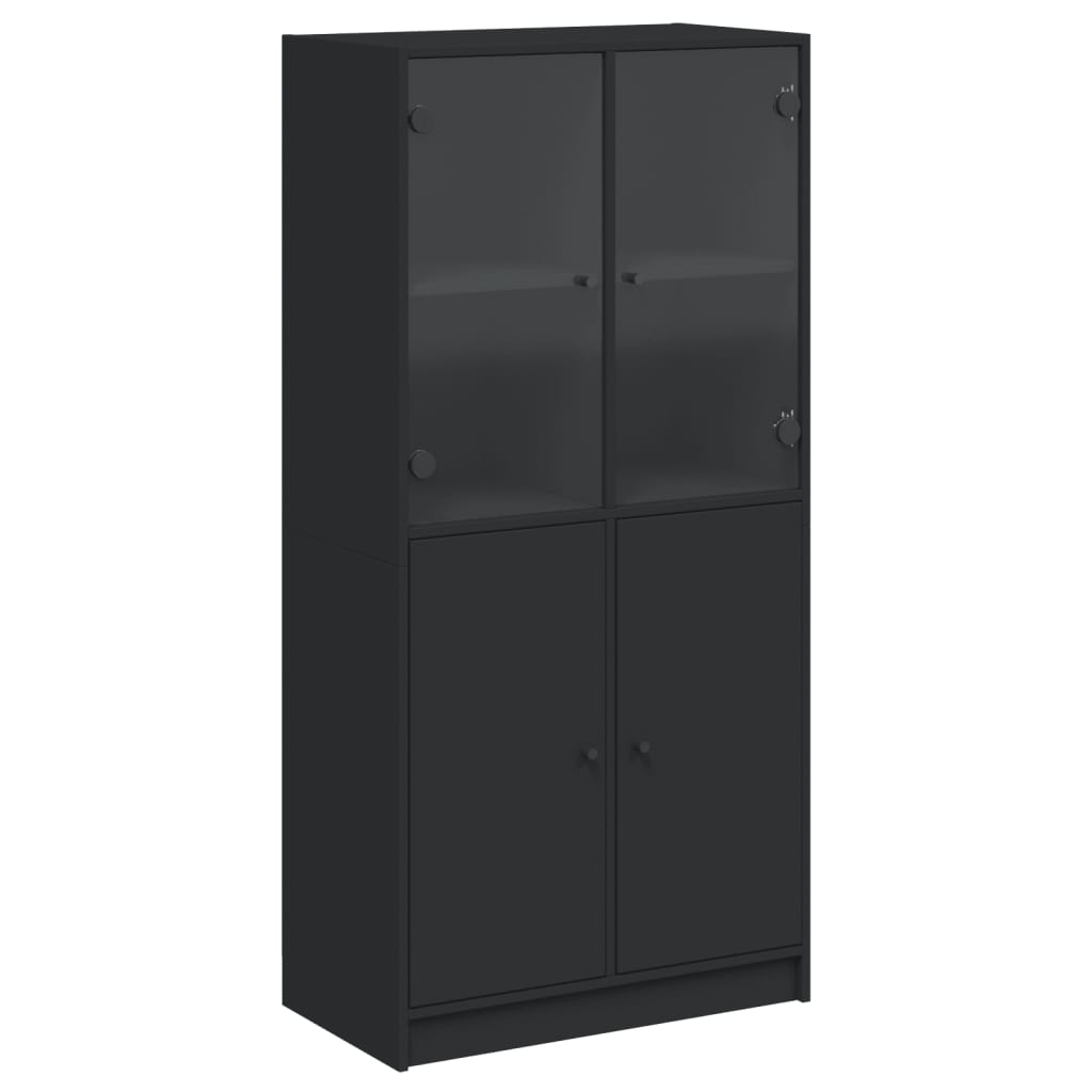 Hoge kast met deuren 68x37x142 cm bewerkt hout zwart is nu te koop bij PeponiXL, paradijselijk wonen!