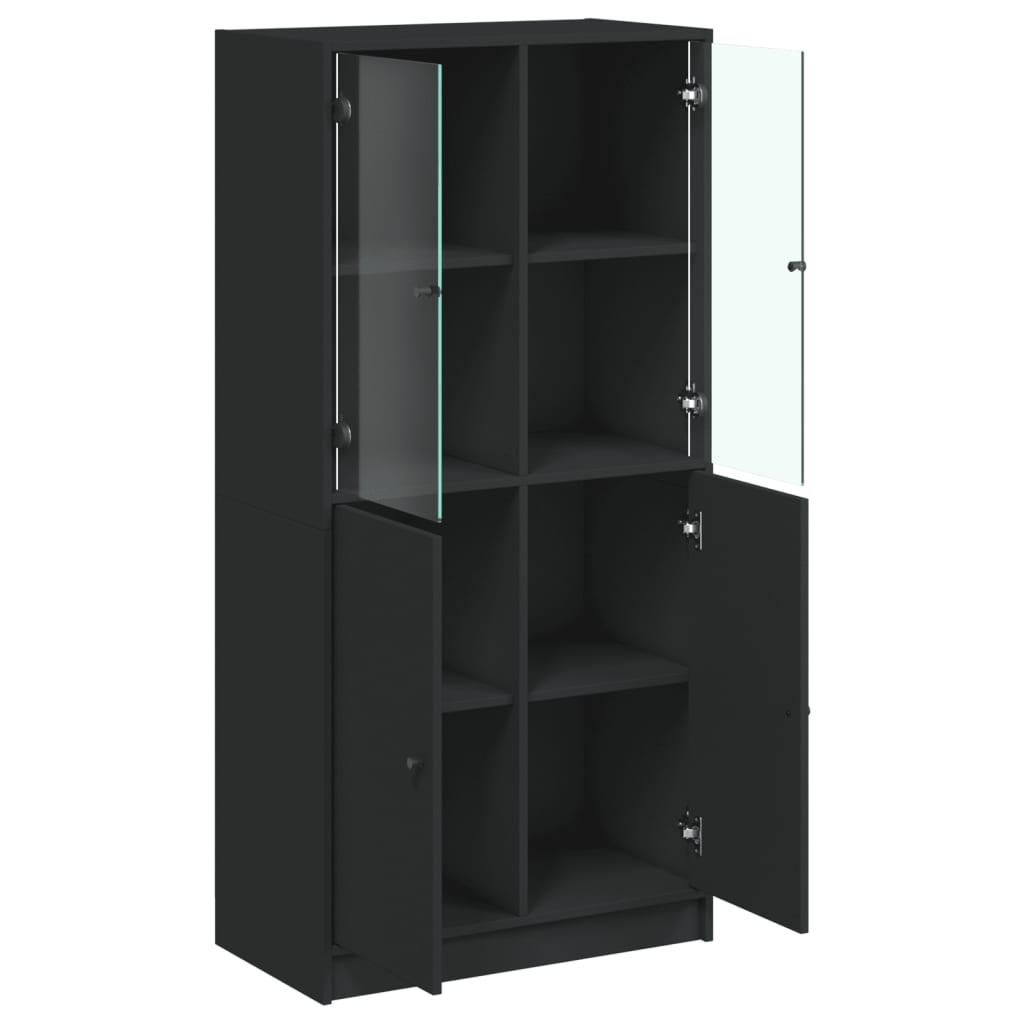 Hoge kast met deuren 68x37x142 cm bewerkt hout zwart is nu te koop bij PeponiXL, paradijselijk wonen!