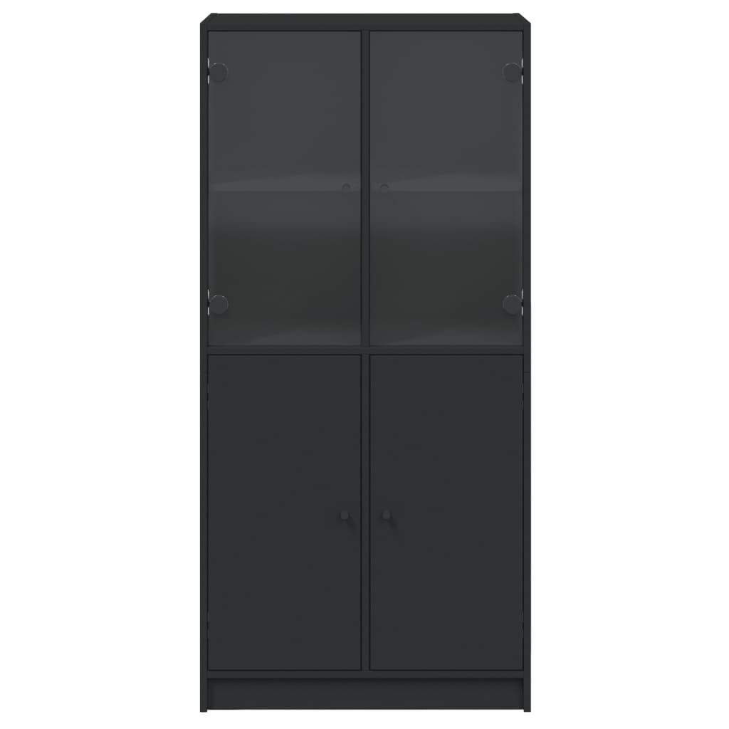 Hoge kast met deuren 68x37x142 cm bewerkt hout zwart is nu te koop bij PeponiXL, paradijselijk wonen!