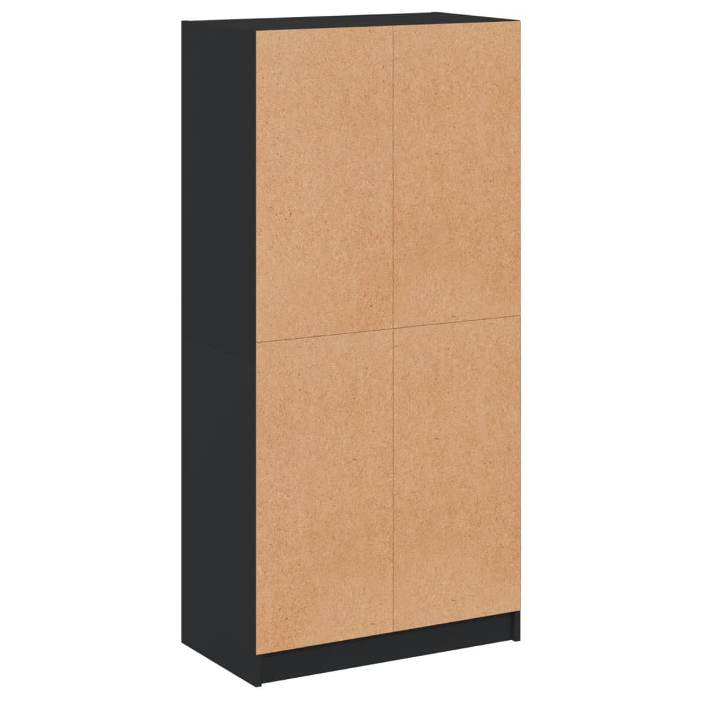 Hoge kast met deuren 68x37x142 cm bewerkt hout zwart is nu te koop bij PeponiXL, paradijselijk wonen!