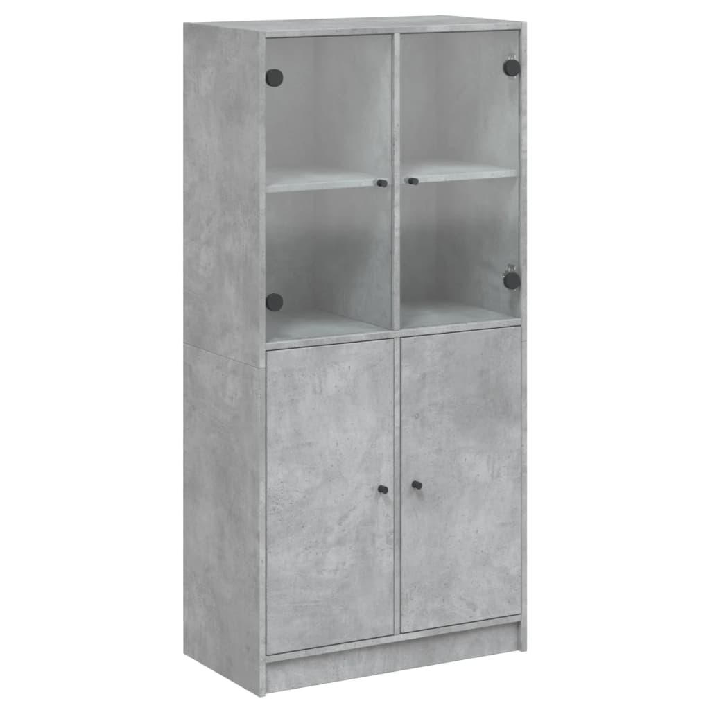 Hoge kast met deuren 68x37x142 cm bewerkt hout betongrijs is nu te koop bij PeponiXL, paradijselijk wonen!