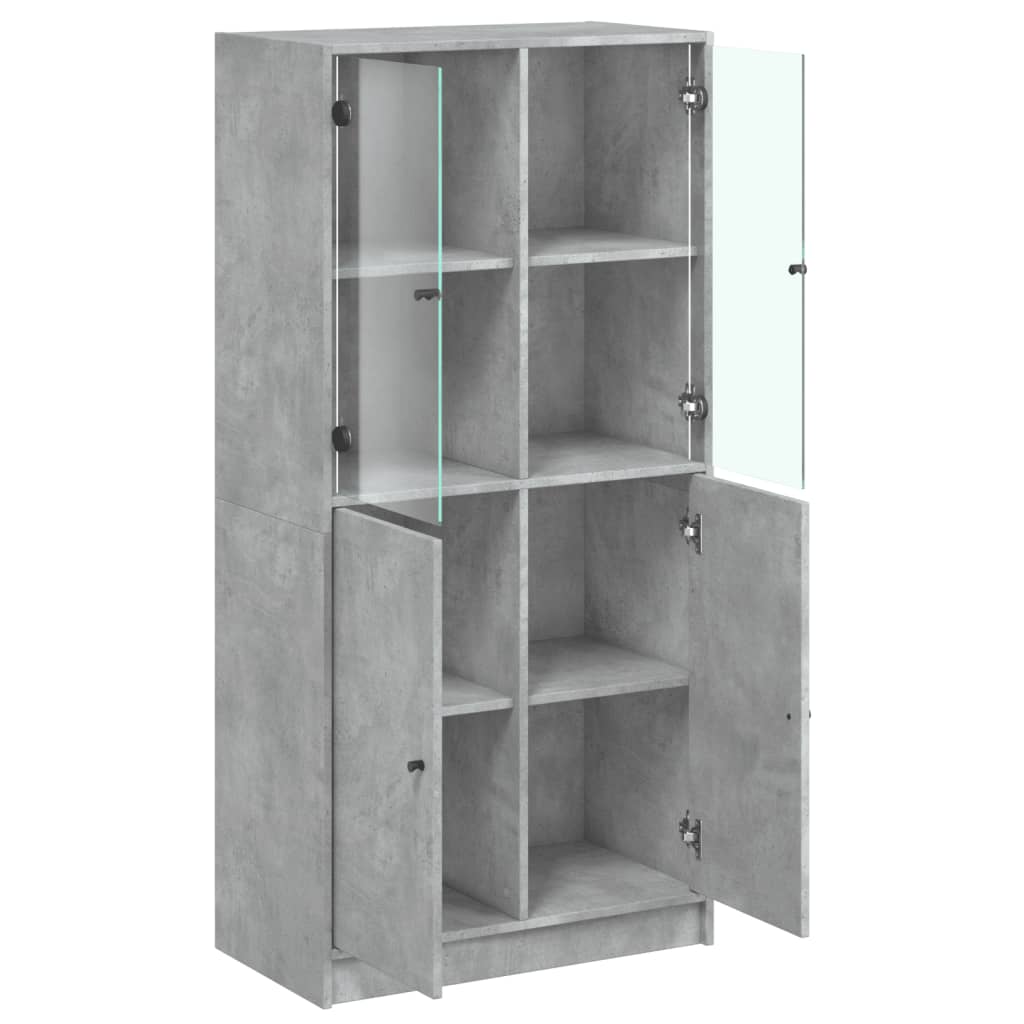 Hoge kast met deuren 68x37x142 cm bewerkt hout betongrijs is nu te koop bij PeponiXL, paradijselijk wonen!