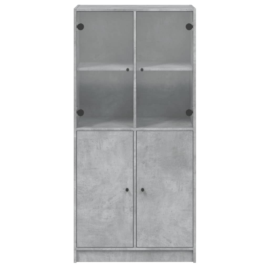 Hoge kast met deuren 68x37x142 cm bewerkt hout betongrijs is nu te koop bij PeponiXL, paradijselijk wonen!