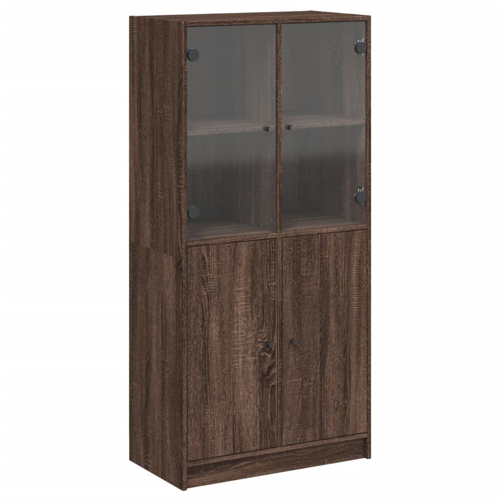 Hoge kast met deuren 68x37x142 cm bewerkt hout bruin eikenkleur is nu te koop bij PeponiXL, paradijselijk wonen!