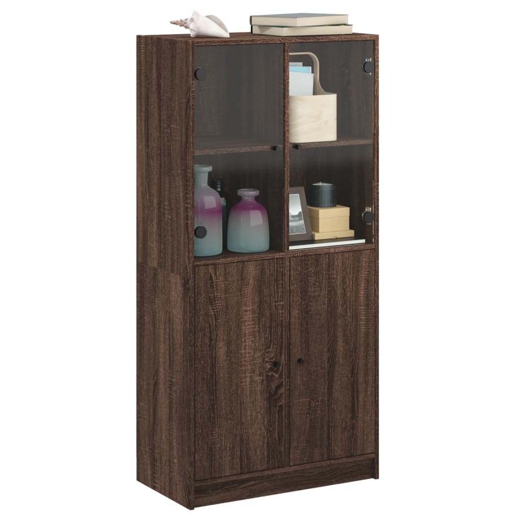 Hoge kast met deuren 68x37x142 cm bewerkt hout bruin eikenkleur is nu te koop bij PeponiXL, paradijselijk wonen!