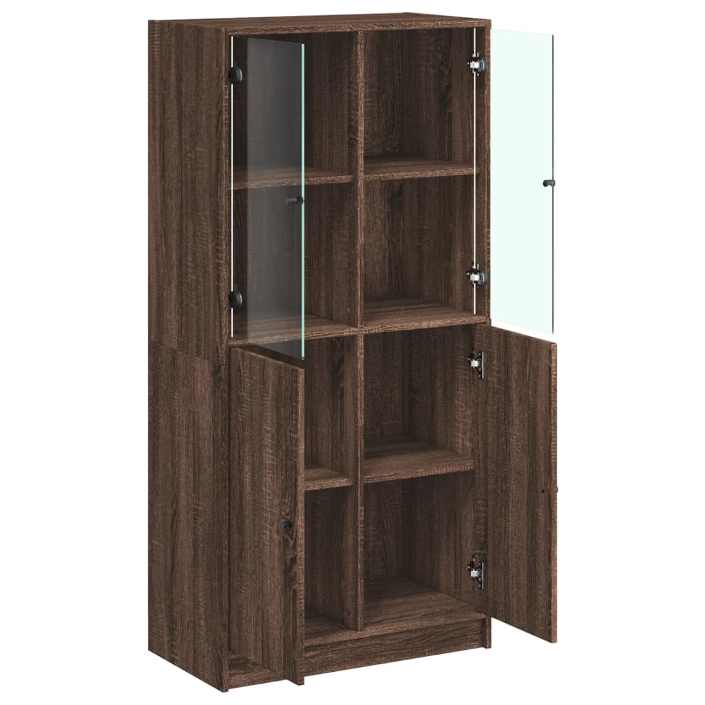 Hoge kast met deuren 68x37x142 cm bewerkt hout bruin eikenkleur is nu te koop bij PeponiXL, paradijselijk wonen!