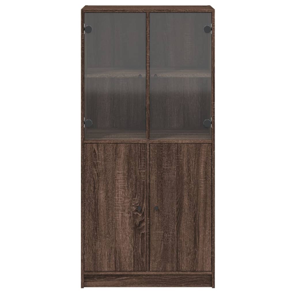 Hoge kast met deuren 68x37x142 cm bewerkt hout bruin eikenkleur is nu te koop bij PeponiXL, paradijselijk wonen!