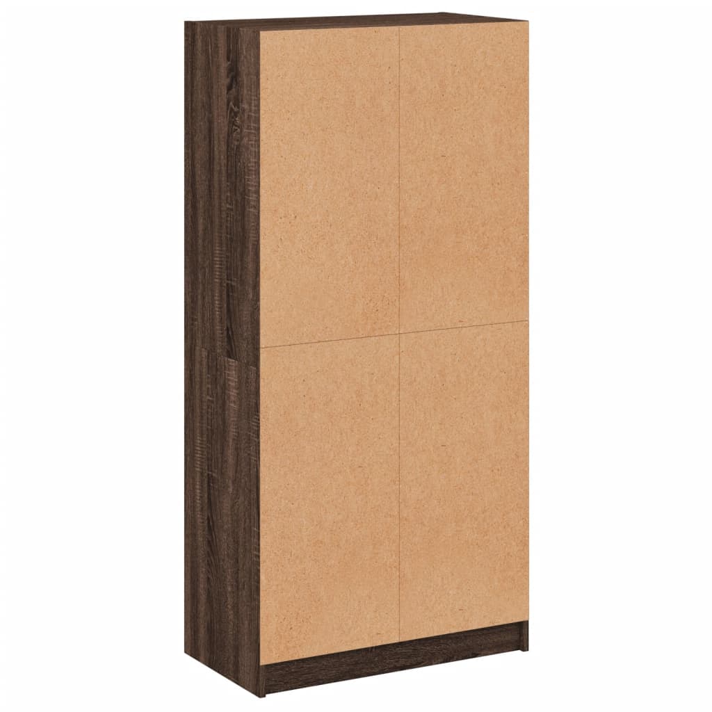 Hoge kast met deuren 68x37x142 cm bewerkt hout bruin eikenkleur is nu te koop bij PeponiXL, paradijselijk wonen!