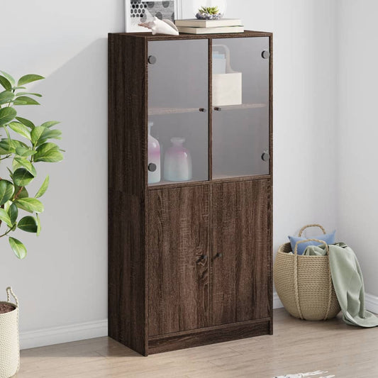 Hoge kast met deuren 68x37x142 cm bewerkt hout bruin eikenkleur is nu te koop bij PeponiXL, paradijselijk wonen!